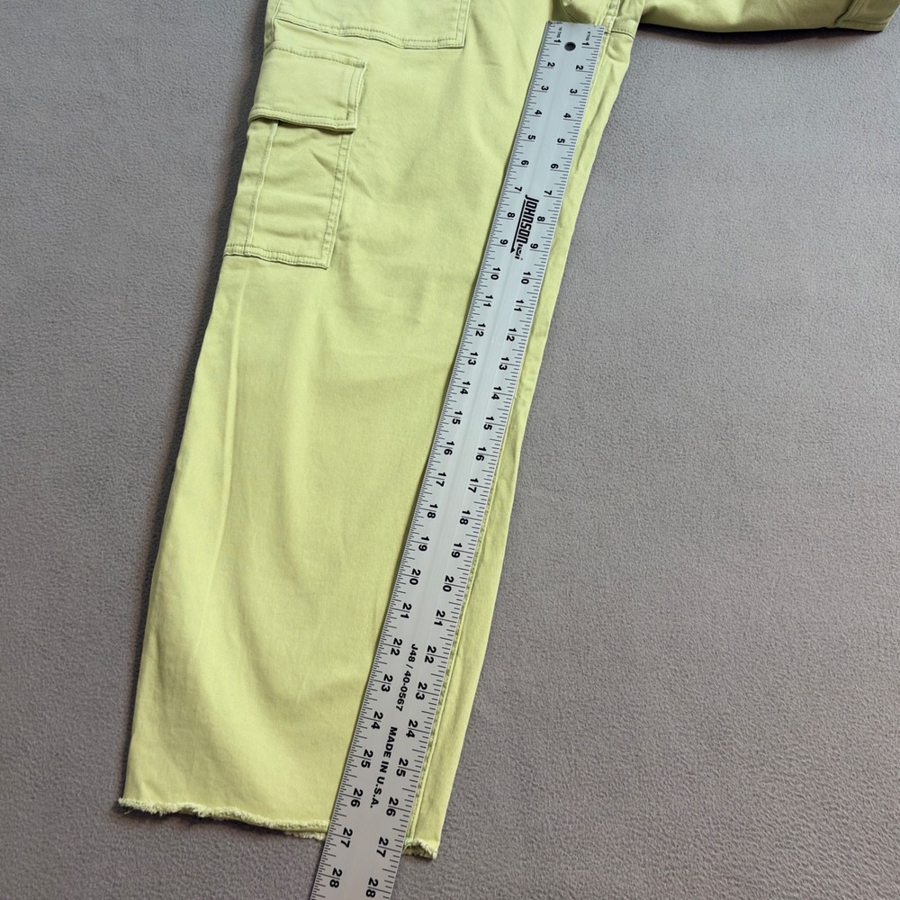 Hollister Women's Large Green Cargo Pants Ultra High Rise Raw Hem Cotton Blend - Picture 9 of 12